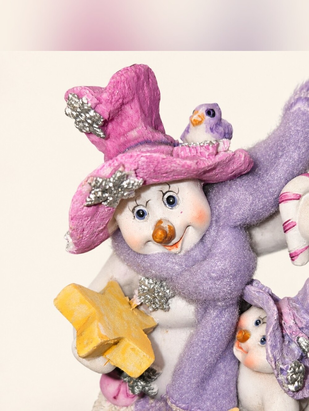 Mom and daughter pastel snowman figure 4.5 inch ceramic